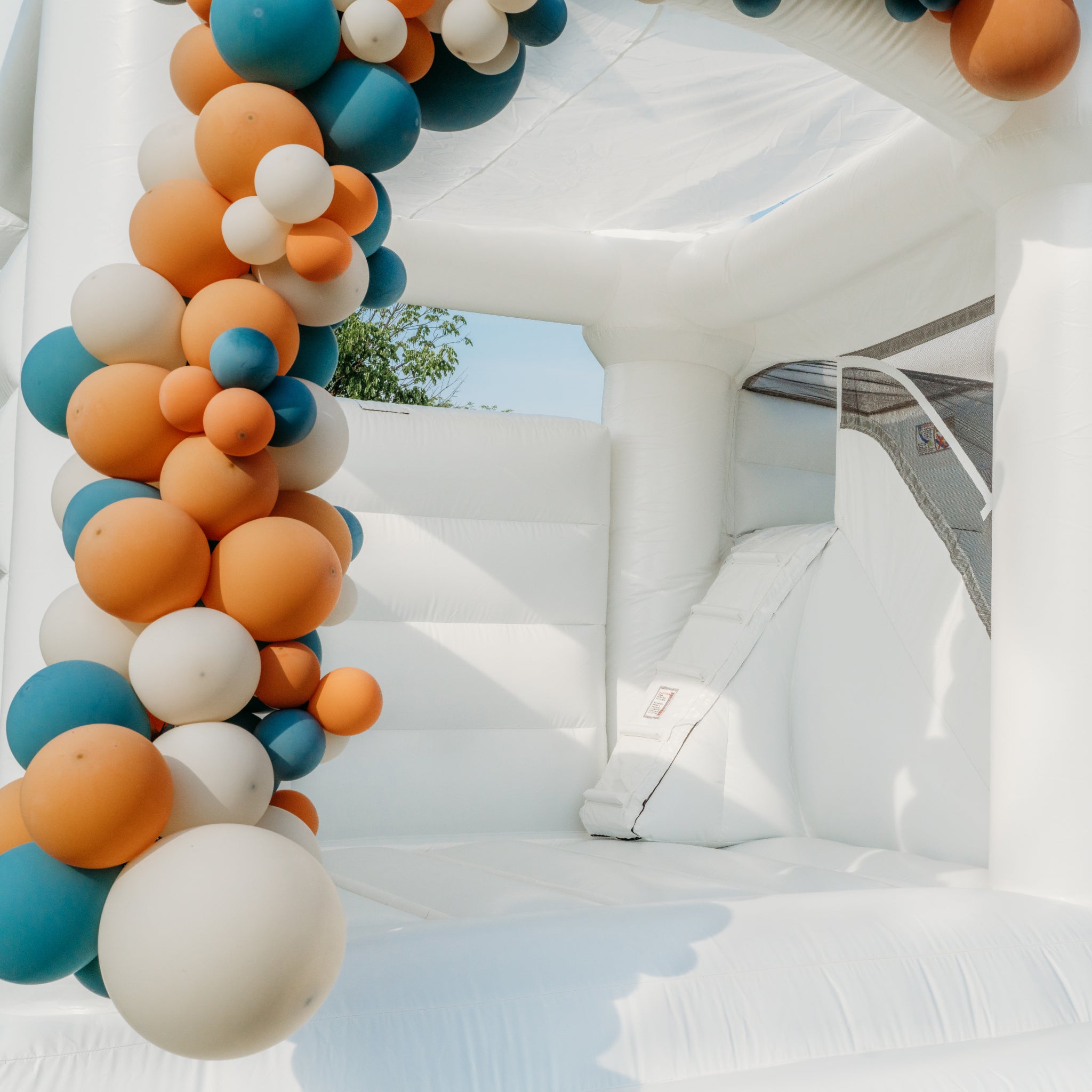 photo of a white bounce house